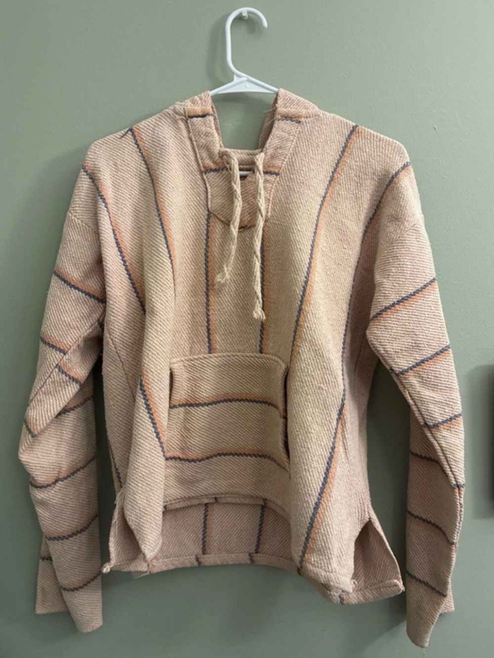 Source Unknown Beige Striped Woven Hoodie Sweater